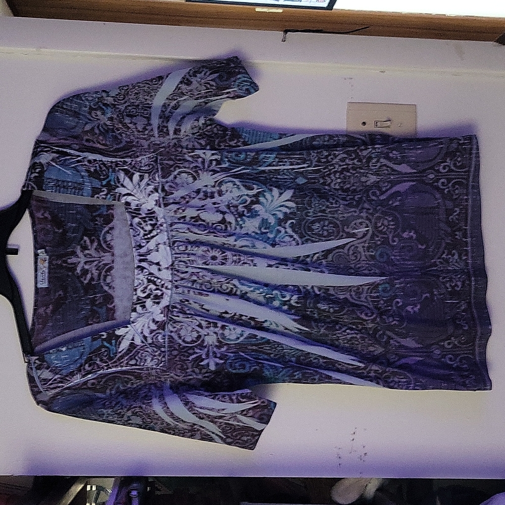 Tie-dyed and patterned top